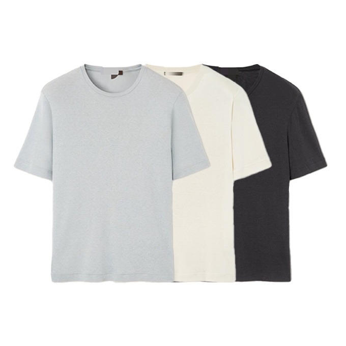 loro piana crew neck short sleeve silk cotton blended knit t-shirt